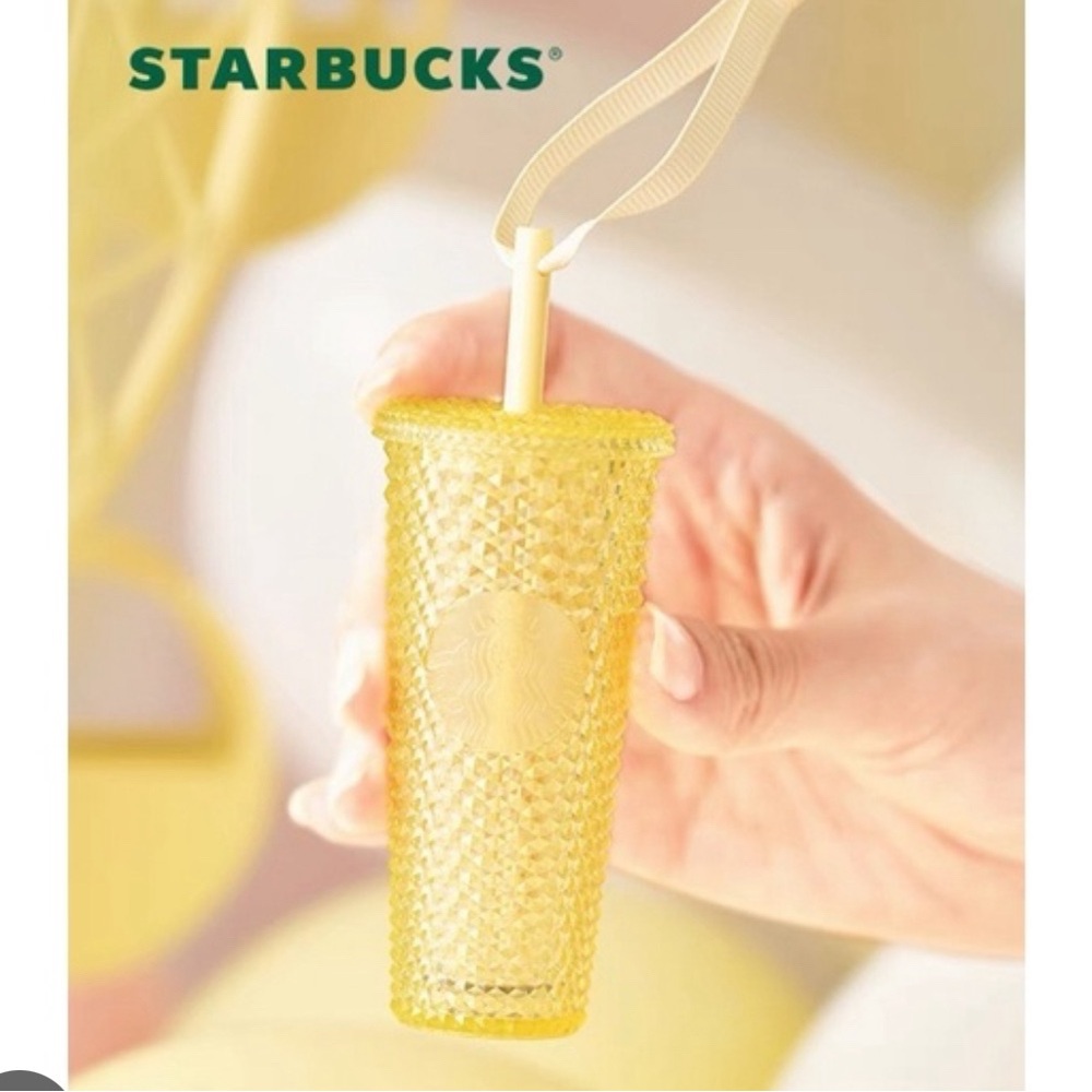 New Starbucks Yellow Studded China Christmas Xmas Ornament Keychain Bag Charm